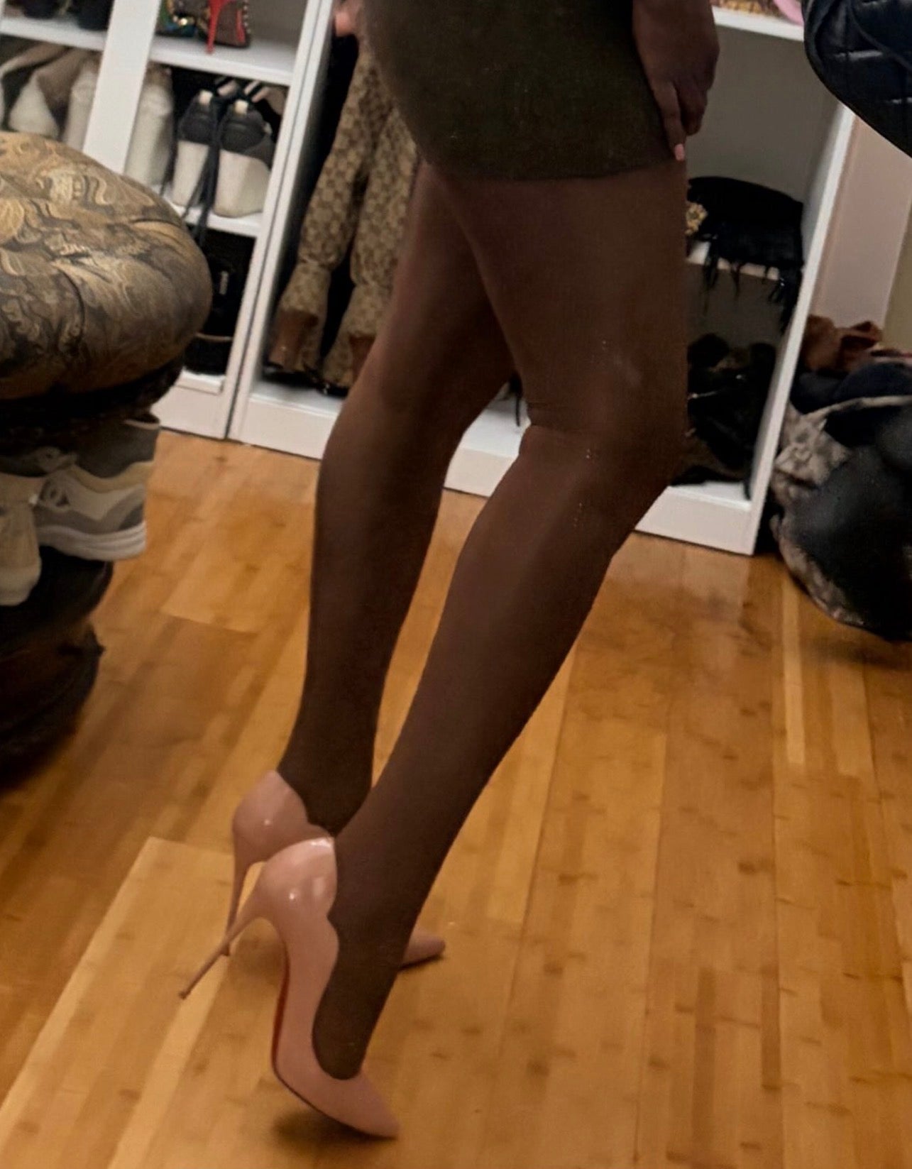 Golden nude shimmer tights